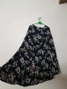 Summer Floral Print Blue Skirt For Top Kurti Wear