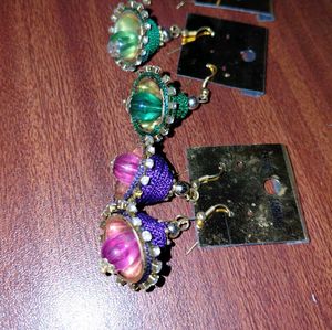 3 Colorful Jhumka Earrings In 120₹