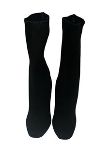 Black Knit Heeled Boots Size 36