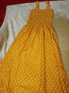 Yellow Polka Dot Smocked Dress