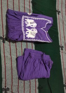 Purple Elephant Print Kurta