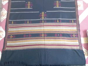 Beautiful Khadi Shawl With Gujrati Embroidery