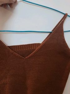 Brown Knit Crop Top