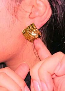 Gold Tone Statement Earrings,Stainless steel, Prem