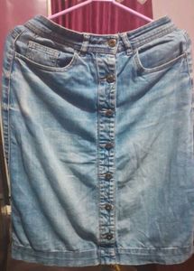 Button-Down Denim Skirt