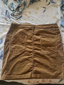 Brown Corduroy Knee Length Skirt