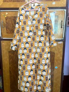 Blue Ribbon Buddha Printed Mustard Color Kurta