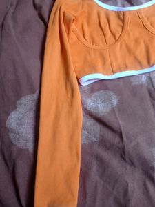 Orange Ribbed Crop Top🧡