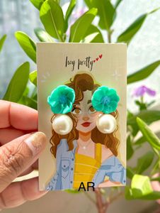 Floral Stud With Pearl Drop Earring