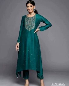 Teal Embroidered Kurta Set