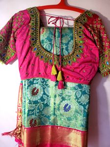 Pattu Saree With Heavy Maggam Blouse