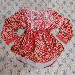 New Animal Print Satin Top