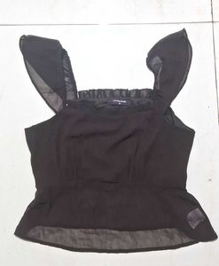 Chic Black Ruffle Sleeve Top