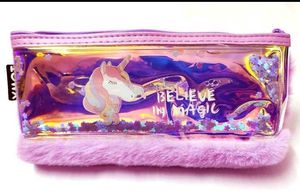 🦄 Unicorn 🦄 Fur Pencil Case With Water Glitter
