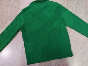 Green Zip-Up Knit Jacket