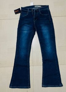 Dark Blue Flared Denim Jeans
