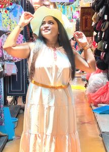 Casual Light Peach Tiered Mini Dress