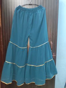 Teal Embroidered Sharara Kurta Set