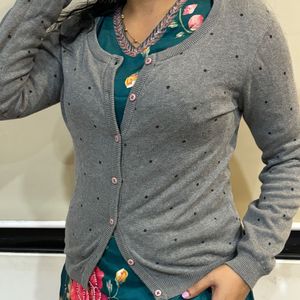 GINGER BLACK POLKA GREY Light Wooden Sweater