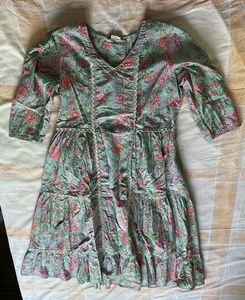 Floral Print Tiered Mini Dress/kurthi