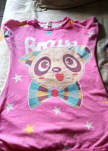 Cute Pink Panda Top And Bottom Wear