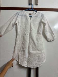 White Embroidered kurti