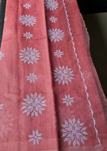 Handwoven Pink Cotton Saree