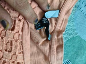 Peach Crochet Detail Top In Xl Size For Women