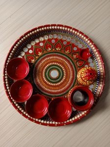 Heavy Decoration Stainless Steel Pooja Thali