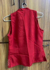 Red Embellished Vest