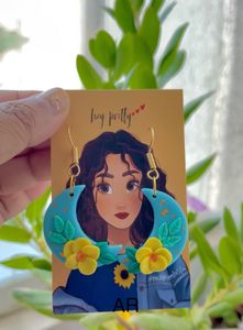 Floral Crescent Moon Earring