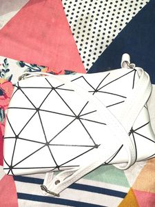 Geometric White Crossbody Bag