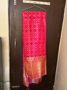 Vibrant Pink Orange Embroidered Lehenga Skirt