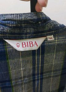 Biba Women&#39;s Blue Plaid Kurta