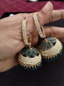Emerald Jhumka Earrings