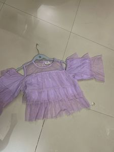 Chic Lavender Ruffled Cold-Shoulder Top