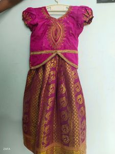 Girl Semi Silk Skirt N Blouse