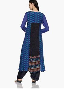 Blue &amp; Black Printed Kurta