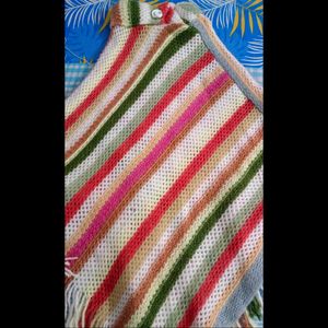 Striped Knit multicolored Poncho