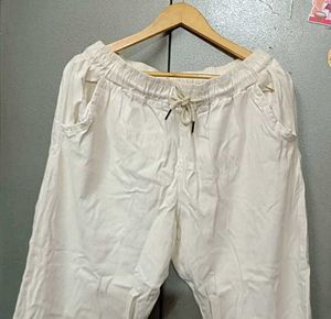 Off White Wide Leg Relaxed Fit Pants Unisex