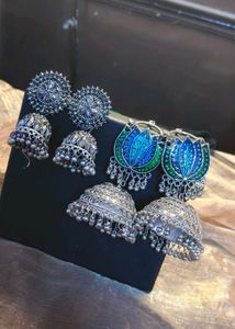 Oxidised jhumki earrings Combo