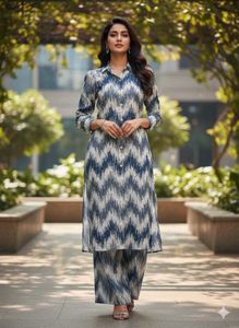 Elegant Kurta Set with Collar and buttons & pocket