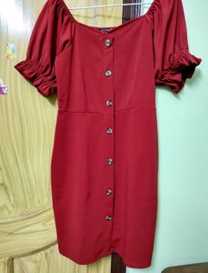 TokyoTalkies Casual Fit Poly Elastin Solid Redress
