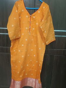 Mirror Work Kurta Set With Banarasi Dupatta