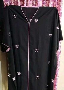 Elegant Trendy Bow Embroidered Black  Abaya