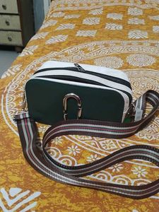 Green And White Sling Purse