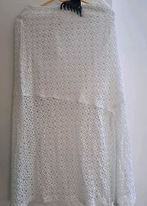 White Lace Midi Side Slit Skirt
