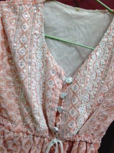 Peach Embroidered Kurta