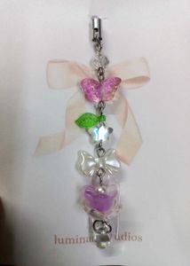 🌸 Purple Flower Phone Charm with Butterfly &amp; Bow✨