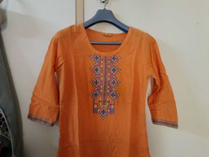 Orange Embroidered Kurti (Aurelia)